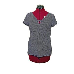 LOFT Outlet Women’s Top Size M Striped Short Sleeve Front Tie Bow Blouse